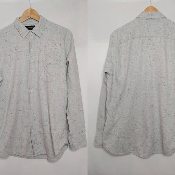 Bonobos Tailored Button‎ Down Collar Long Sleeve Shirt Gray Speckled Large Short - Picture 1 of 9